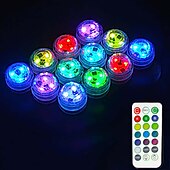 economico Luci subacquee-12pcs subacquea sommergibile esterna led piscina luce con telecomando a batteria lampada da notte subacquea serbatoio di pesci stagno piscina acquario vaso di natale decorazione della festa nuziale
