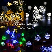 cheap Solar String Lights-Elegant Wedding Party Reception Solar LED String Lights - Moroccan Ball Outdoor Garden Lights, Waterproof 10M-50LED, 7M-30LED, 5M-20LED Globe Lanterns for Home Decoration
