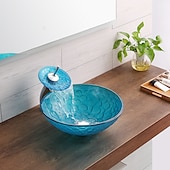 economico Lavabi da appoggio-lavandino del bagno / rubinetto del bagno / lavabo per lavabo con anello di montaggio del bagno - lavello rotondo in vetro temperato