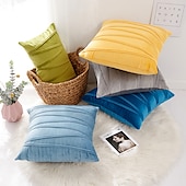 cheap Textured Throw Pillows-Decorative Toss Pillows Throw Pillow Covers Thickened Velvet 3D Striped Plaid Sofa Cushion Cover Outdoor Cushion Patio Throw Pillow Covers for Garden Farmhouse Bench Couch Pink Blue Sage Green Purple