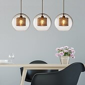 abordables Éclairages pour îlot-1 lumière 20 cm led suspension design unique verre lanterne galvanoplastie rétro style industriel salle à manger salon lumière 110-120/220-240v