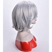 economico parrucca più vecchia-parrucche grigie per le donne parrucche ricci corte grigio argento, parrucca grigio argento riccia da 12 pollici (grigio argento)