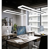 baratos Luzes da ilha-90 cm luz pendente led design quadrado preto moderno ilha luz de alumínio sala de jantar biblioteca de escritório 110-120v 220-240v