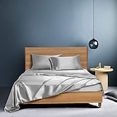 cheap Sheets &amp; Pillowcase-4 Pieces Satin Sheet Sets Hotel Luxury Silky Bed Sheets Soft Premium Satin Sheets Wrinkle &amp; Fade Resistant Bedding Set Sheet Set, Include 1 Deep Pocket Fitted Sheet(12inch),1 Flat Sheet, 2 Pillowcases