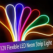 cheap Neon LED Lights-LED Neon Flex Strip Lights 6mm Narrow Neon Light 12V LED Strip Waterproof 5M Cutable DIY Led Neon Light Strip for Indoor Outdoor Home Decoration and DC12V Adapter and Touch Dimmer Switch Kit