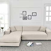cheap Sofa Cover-Light Grey Sofa Cover Dustproof Slipcovers Stretch L Shape Super Soft Fabric Couch Cover Sofa Furniture Protector with One Free Boster Case