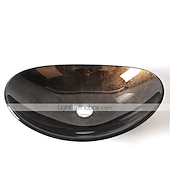 abordables Lavabos de cubeta-anillo de montaje lavabo rectangular de vidrio templado antiguo lavabo