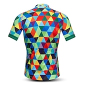 cheap Men&#039;s Jerseys-Men&#039;s Cycling Jersey Short Sleeve Fall Bike Jersey Top with 3 Rear Pockets Mountain Bike MTB Road Bike Cycling Breathable Quick Dry Front Zipper Back Pocket Red / Green Purple Green Rainbow Plaid