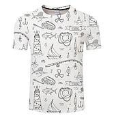 お買い得  アニマルプリントTシャツ-男性用 男女兼用 動物 グラフィック 観賞魚用 Tシャツ 面白いTシャツ 半袖 Tシャツ 3Dプリント クルーネック シャツ デザイナー ベーシック 大きくて背が高い カジュアル 日常 祝日 ホワイト ネービーブルー ブルー 衣類 プラスサイズ S M L XL XXL 3XL
