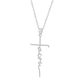 cheap Trendy Jewelry-Women&#039;s Necklace Faith Cross Jesus Stainless Steel Pendant Necklace Gold Silver Cross Necklace for Dainty Women Letters Decoration Jewelry Faith Grace Love