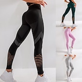 cheap Yoga Leggings &amp; Tights-Women&#039;s Running Tights Leggings Compression Pants Mesh High Waist Base Layer Sports &amp; Outdoor Athletic Winter Tummy Control Butt Lift Quick Dry Fitness Gym Workout Running Sportswear Activewear Solid