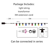 tanie Podłączane do prądu-led g50 bulb lamp waterproof 5m led string light outdoor fairy lamp garden patio wedding christmas cafe decoration ac 110v 220v eu us plug