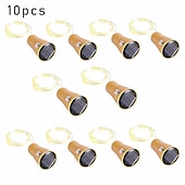 economico Striscie luci ad energia solare-solare bottiglia di vino luci della stringa decorazione di cerimonia nuziale all&#039;aperto 2 m 20 led lucine con sughero impermeabile luce di natale rame ghirlanda patio giardino luci della stringa 10