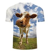 preiswerte T-Shirts mit Tiermuster-Herren Unisex Kuh Grafikdrucke T Shirt T-Shirt Kurzarm T-Shirt 3D-Druck Rundhalsausschnitt Hemd Designer Basic Große Größen Lässig Täglich Ferien Gelb Hellgrün Blau Bekleidung Übergröße S M L XL XXL