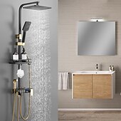 cheap Shower Faucets-Shower Faucet / Shower System / Rainfall Shower Head System Set - Handshower Included LED Rainfall Shower Contemporary Electroplated / Painted Finishes Mount Outside Ceramic Valve Bath Shower Mixer