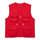 cheap Vests-Men&#039;s Women&#039;s Fishing Vest Hiking Vest Sleeveless Jacket Coat Top Outdoor Multi-Pockets Breathable Quick Dry Lightweight Winter Summer Polyester Yellow Orange Red Camping / Hiking Fishing