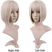 economico parrucca più vecchia-parrucca diritta parrucche bob corte con frangia d&#039;aria parrucca delle donne lunghezza della spalla parrucca cosplay sintetica diritta parrucca bob pastello per ragazza parrucche costume misto colore