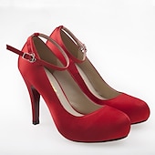 ieftine Formal-Tocuri înalte cu curea la gleznă din satin alb elegant – pantofi clasici de mireasă pentru nunți, evenimente formale și petreceri de seară