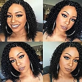 economico Parrucche di altissima qualità-parrucche nere per le donne gemily capelli ricci afro corti neri sintetici parrucche bob brasiliane onda pizzicata capelli ricci per le donne