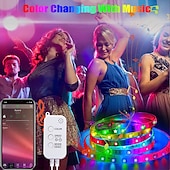 billiga WiFi och musikkontroll-led smart strip lampor 20m rgb musik sync 12v vattentät led strip 2835 smd färgskiftande led ljus med bluetooth controller adapter för sovrum hem tv bakgrundsbelysning DIY decor