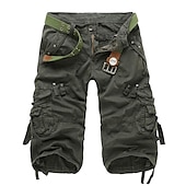 cheap Classic-Men&#039;s Cargo Shorts Shorts Capri Pants Multi Pocket Straight Leg Solid Colored Comfort Wearable Calf-Length Outdoor Daily Sports Stylish Yellow Army Green