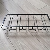 cheap Barware-2pcs Wine Glasses Holder Bartender Stemware Hanging Rack Under Cabinet Stemware Organizer Glass Goblet Iron Rack Bar Tool