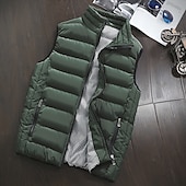 preiswerte Herren Steppweste-Herren Einfarbig Laufwesten Daunenweste Steppweste Frühling Herbst Winter Kariert Vollreißverschluss Innentasche Ärmellos Lässig Athleisure Stehkragen Thermowarm Wasserdicht Winddicht Atmungsaktiv