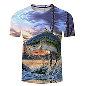 お買い得  アニマルプリントTシャツ-男性用 男女兼用 動物 グラフィック 観賞魚用 Tシャツ 面白いTシャツ 半袖 Tシャツ 3Dプリント クルーネック シャツ デザイナー ベーシック 大きくて背が高い カジュアル 日常 祝日 ホワイト ネービーブルー ブルー 衣類 プラスサイズ S M L XL XXL 3XL