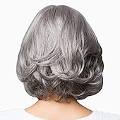 economico parrucca più vecchia-parrucche grigie per le donne parrucche ricci corte grigio argento, parrucca grigio argento riccia da 12 pollici (grigio argento)