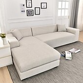 cheap Sofa Cover-Light Grey Sofa Cover Dustproof Slipcovers Stretch L Shape Super Soft Fabric Couch Cover Sofa Furniture Protector with One Free Boster Case