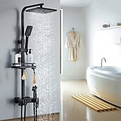 cheap Shower Faucets-Shower Faucet / Shower System / Rainfall Shower Head System Set - Handshower Included LED Rainfall Shower Contemporary Electroplated / Painted Finishes Mount Outside Ceramic Valve Bath Shower Mixer