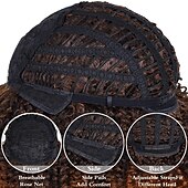 economico Parrucche di altissima qualità-parrucche marroni per le donne parrucca afro marrone chiaro per le donne nere parrucche afro gonfie marrone chiaro parrucca grande e morbida dall&#039;aspetto naturale anni &#039;70 parrucca sintetica riccia