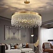 billige Lysekroner-ledet anheng lys gull krystall lysekrone 60cm 80cm lantern desgin lysekrone rustfritt stål galvanisert led 110-120v 220-240v
