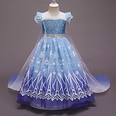 baratos Fantasias para meninas-conjunto com vestido de tule princesa capa com capuz capa elsa coroa luvas varinha colar brincos meninas roupas congeladas vestido de menina flor filme cosplay fantasia cosplay festa de carnaval dia