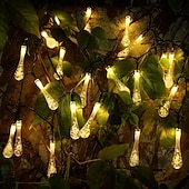 billige Solstrengelys-utendørs solstreng lys utendørs vanntett sol vanndråpe fairy streng lys 7m 50leds dekorativ lampe jul bryllup utendørs hage gårdsplass plen dekorasjon ledet sol hage lys
