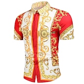abordables chemises de smoking pour hommes-Homme Chemise Chemise de bal Noir Blanche Rouge bleu marine Géométrique Col Classique Eté Vacances Plage Vêtement Tenue Imprimer