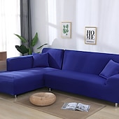 abordables Housse de canapé-housse de canapé extensible bordeaux housse élastique canapé sectionnel fauteuil causeuse 4 ou 4 ou 3 places forme L gris solide doux durable lavable
