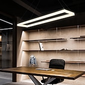 baratos Luzes da ilha-90 cm luz pendente led design quadrado preto moderno ilha luz de alumínio sala de jantar biblioteca de escritório 110-120v 220-240v