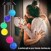 cheap Landscape Lights-Solar Wind Chime Light Outdoor Lights Waterproof Colorful LED Ball Light Outdoor Hanging Lamp Balcony Garden Patio Room Decoration  IP65 LED Solar Garden Light