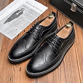 billiga Tillfällig-vita brogue-derbyskor för män - snygga lädersneakers med snörning för vardags- och högtidskläder