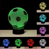 billige Dekorative lys-Gave fotball 3D nattlys barn 16 farger endring optisk illusjonslamper med fjernkontroll bursdagsgaver til sportsfan gutter jenter og voksne