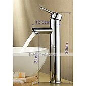 abordables Classiques-Robinet d&#039;évier de salle de bain, style campagnard en laiton chromé mitigeur monotrou robinets de bain avec interrupteur chaud et froid et valve