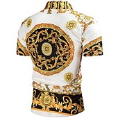 abordables chemises de smoking pour hommes-Homme Chemise Chemise de bal Noir Blanche Rouge bleu marine Géométrique Col Classique Eté Vacances Plage Vêtement Tenue Imprimer