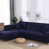abordables Housse de canapé-housse de canapé extensible bordeaux housse élastique canapé sectionnel fauteuil causeuse 4 ou 4 ou 3 places forme L gris solide doux durable lavable