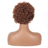 economico Parrucche di altissima qualità-parrucche marroni per le donne parrucca sintetica resistente al calore parrucca riccia corta luce nera dorata capelli sintetici resistenti al calore soffici parrucche afro nere