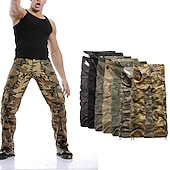 cheap Cargo Pants-Men&#039;s Work Pants Hiking Cargo Pants Hiking Pants Trousers Camo Outdoor Ripstop Multi Pockets Breathable Soft Cotton Pants / Trousers Bottoms Jungle camouflage Army Green Camouflage Grey Khaki Work
