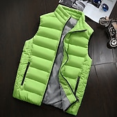 preiswerte Herren Steppweste-Herren Einfarbig Laufwesten Daunenweste Steppweste Frühling Herbst Winter Kariert Vollreißverschluss Innentasche Ärmellos Lässig Athleisure Stehkragen Thermowarm Wasserdicht Winddicht Atmungsaktiv