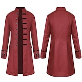 halpa Miesten trenssitakki-Miesten Päällystakki Peacoat Takki Suoritus Juhlat / Ilta Vintage-tyyli Kevät Syksy Erikoiskuvio Antiikki Vintage retro Pitkä Jacquard keskiaikainen miesten vaatteet [valkoinen] Jacquard