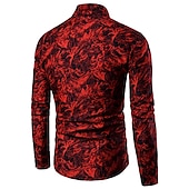 preiswerte Pflanzen Muster-Herren Blumen Hemd Knopfhemd Langarm Modisch Designer Leicht Hochzeit Urlaub Party Umlegekragen Bedruckt Weiß Rote Blau