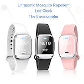 baratos Repelidores elétricos de mosquitos-Relógio Repelente de Mosquitos Inteligente 3 em 1 – Bracelete Ultrassônico com Pedômetro Função Inteligente Antimosquitos para Uso Interno e Externo